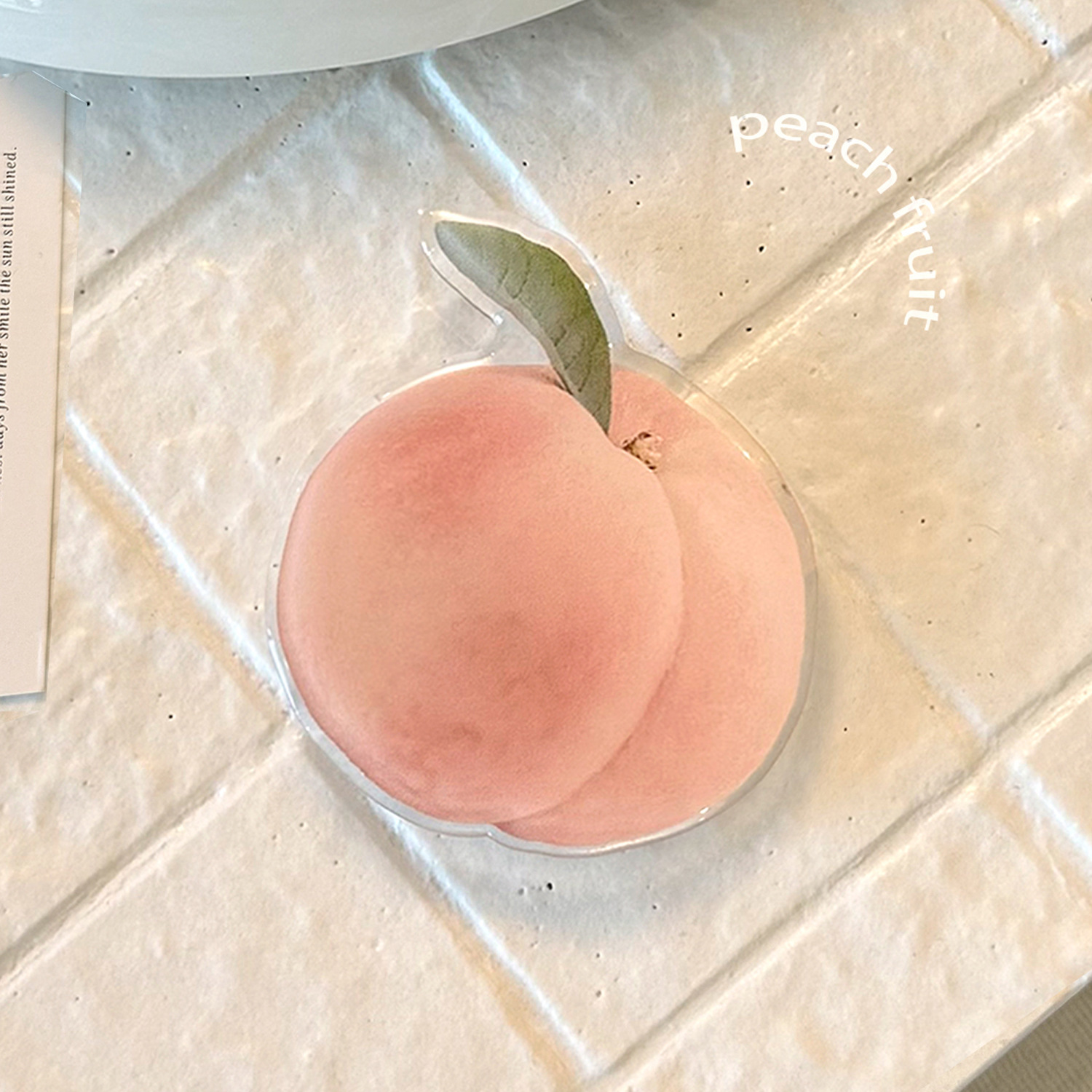 Fresh and Simple Pink Peach Lazy Stand Suitable for Back Sticker Shell, Retractable Multifunctional Folding Glue Niche Fruit