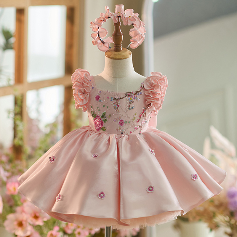 Fuchsia genuine children's dress, small princess costume, Aliexpress