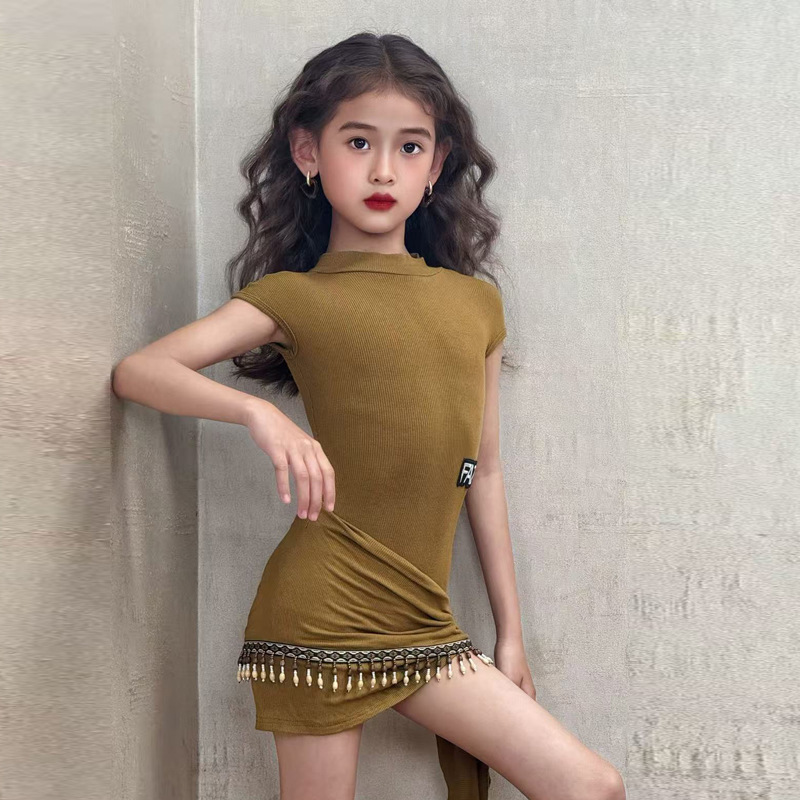 FAZ 子供用ラテンダンススカートスーツ、高級練習服、子供用ネットセレブラテンダンス練習服、パフォーマンス服|undefined