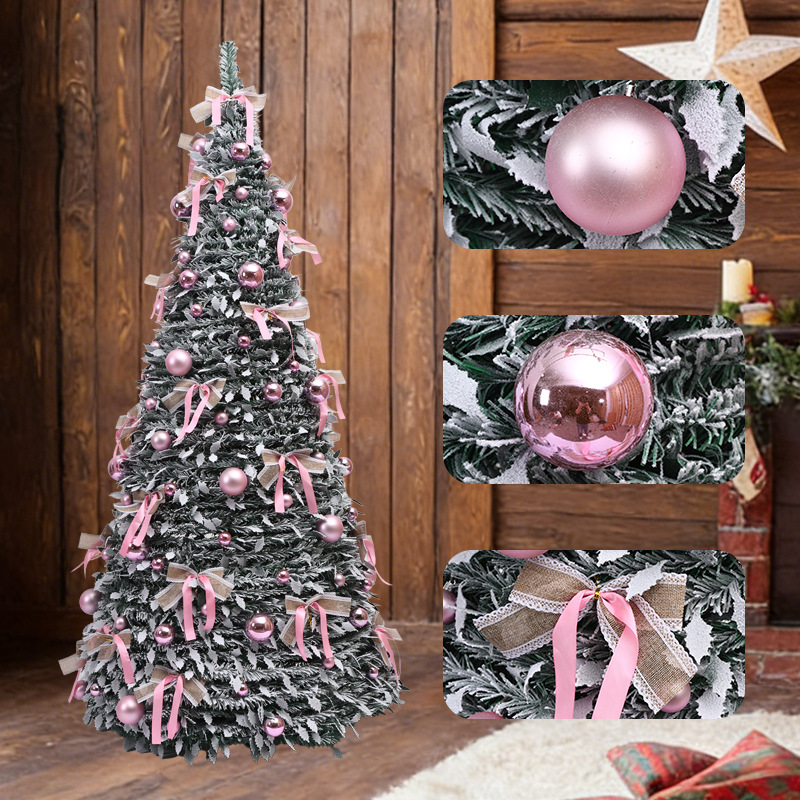 Árbol de Navidad plegable transfronterizo decoración de suelo de Navidad iluminante LED árbol retráctil encriptado 2026 escena de Navidad