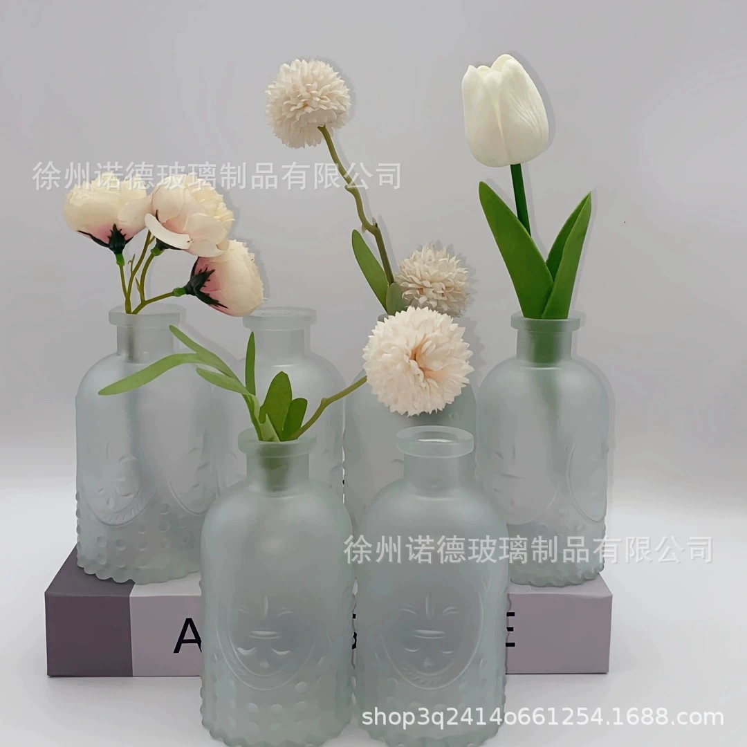 Матовый рельеф гидропонная стеклянная бутылка гостиная спальня в европейском стиле ретро тонкий горловина цветка творческая прозрачная стеклянная вставка для сушеного цветка