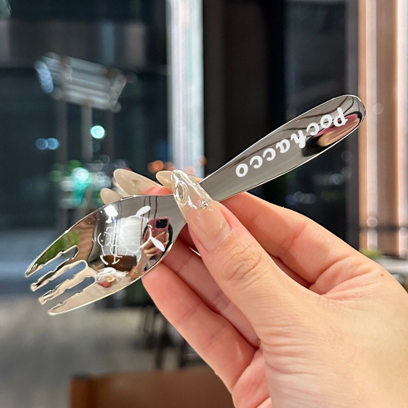 ドイツ携帯スプーンフォーク収納セット316ステンレススープスプーンフォークかわいいプリント子供|undefined