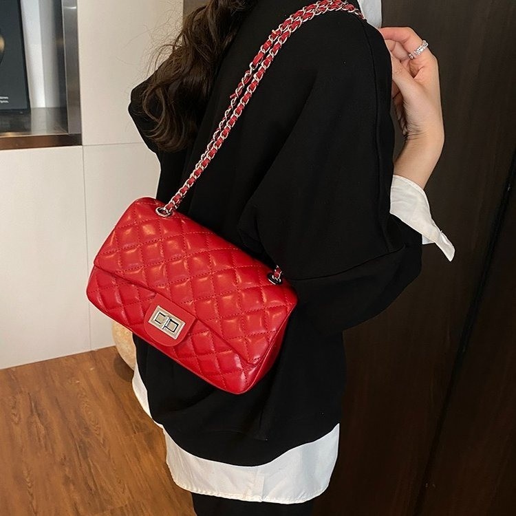 高级感小众设计小香风链条包女2025新款时尚菱格单肩包超火腋下包|undefined