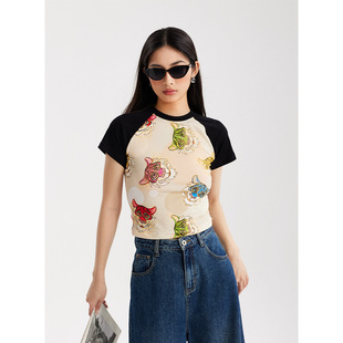 DTWO�ļ�ײɫ���^ӡ������A�I��Ʒ�|ʮ���ж̿�T������Ů4121539