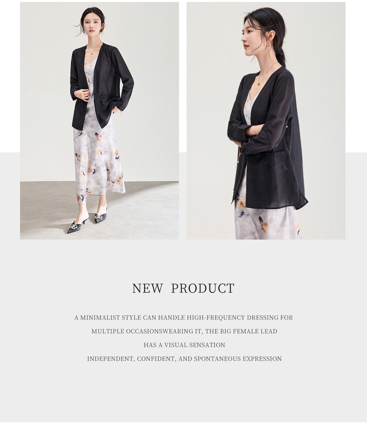 Áo cardigan nữ tay dài chất liệu tencel mát lạnh dáng rộng — màu đen chi tiết 4