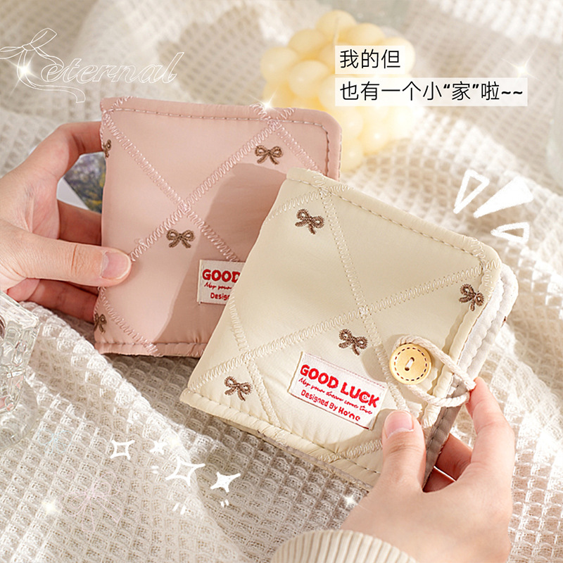 Bordado Bowknot One Palace Grid Card Book Estilo suave Tela suave japonesa Mini álbum de fotos Tarjeta Polaroid de 3 pulgadas