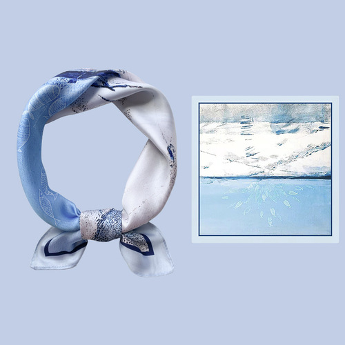 Korean Version 53cm Small Silk Scarf Professional Versatile Small Square Scarf Head Scarf for Women, Korean Fashion Multifunctional Decorative Small Neck Scarf