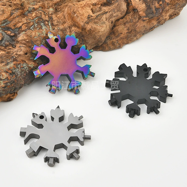 Universal wrench, travel hexagonal keychain, with snowflakes