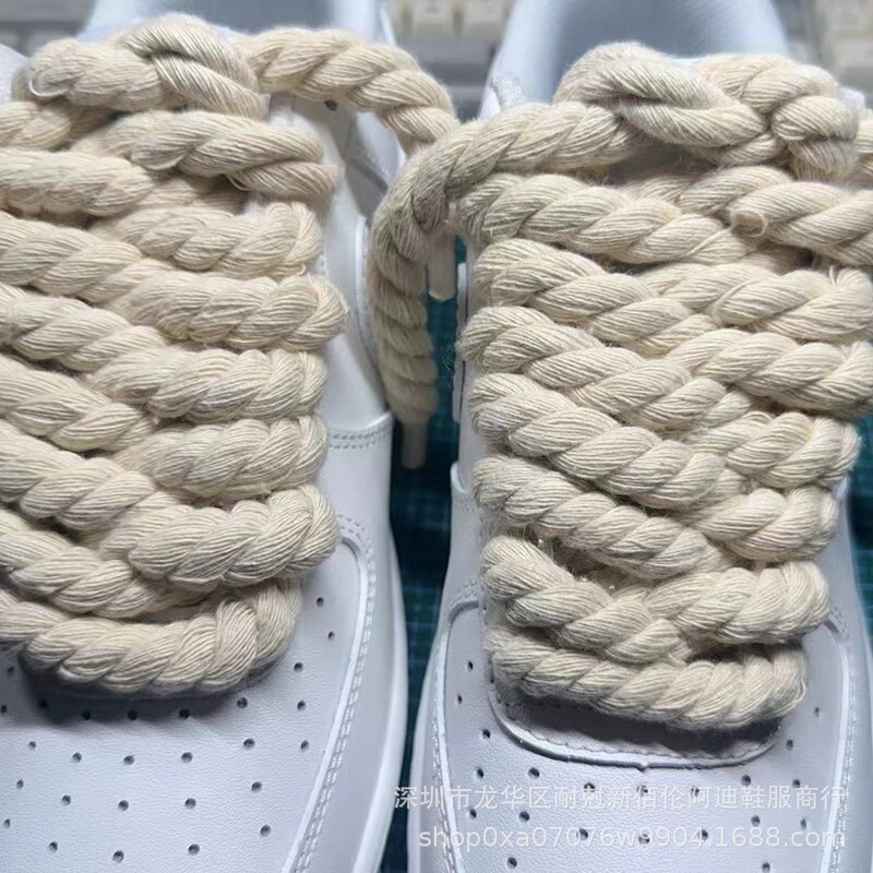 Cross-Border Wholesale Small Batch Custom-Made Air Force Retro Jute Rope Vintage White Sneakers Classic Af1 Unisex Shoes