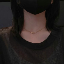 克罗伈925银镀金色欧美朋克嘻哈潮流个性女生锁骨项链