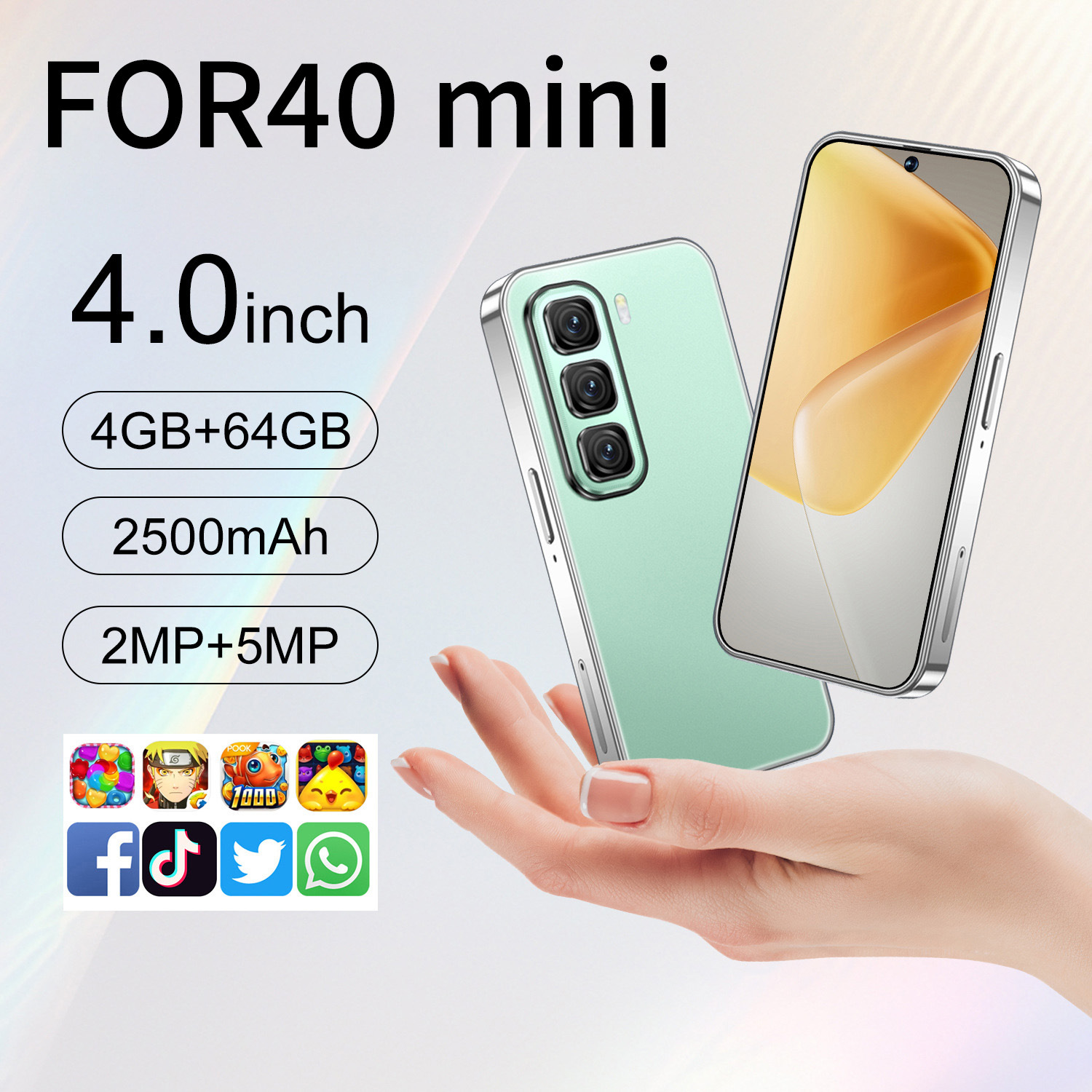 迷你新款FOR40 Mini 跨境手机  安卓8.1 外贸儿童小巧 智能小手机