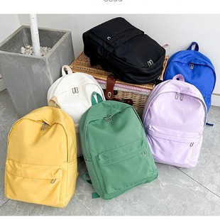 Fashion Women's Backpack Popular Foreign Trade Style Simple Solid Color Large Capacity School Bag for Junior and High School Students