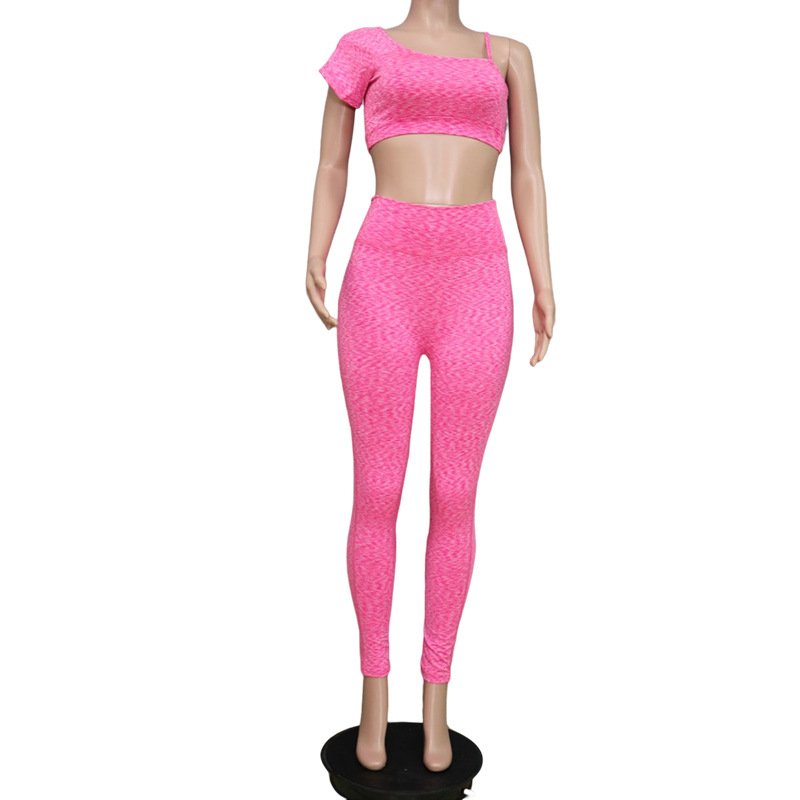 Ensemble de pantalons de Yoga et soutien-gorge asymétrique pour femmes, Style tendance, printemps_voghion.com