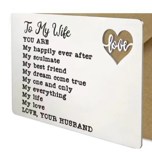 不锈钢镂空卡片激光打标刻字节日礼物拼图爱心卡片不锈钢礼物卡片