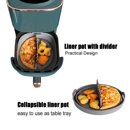 Cross-border new product air fryer mat tray with divider round 8.5 inches