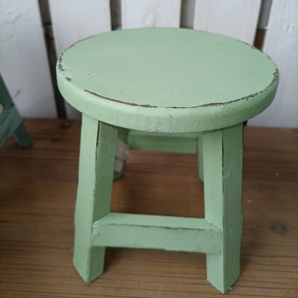 둥근 나무 의자 그린 MT011