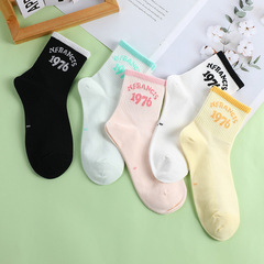 Spring and summer new style 1976 short socks for women Korean casual versatile fresh short socks summer breathable thin sports socks