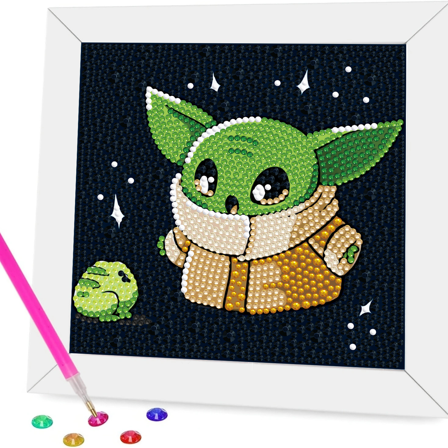 Taller artesanal pintura de diamantes marca DIY tamaño de diamantes Star Wars regalo para niños Yoda bebé lleno de diamantes brillante pintura de diamantes