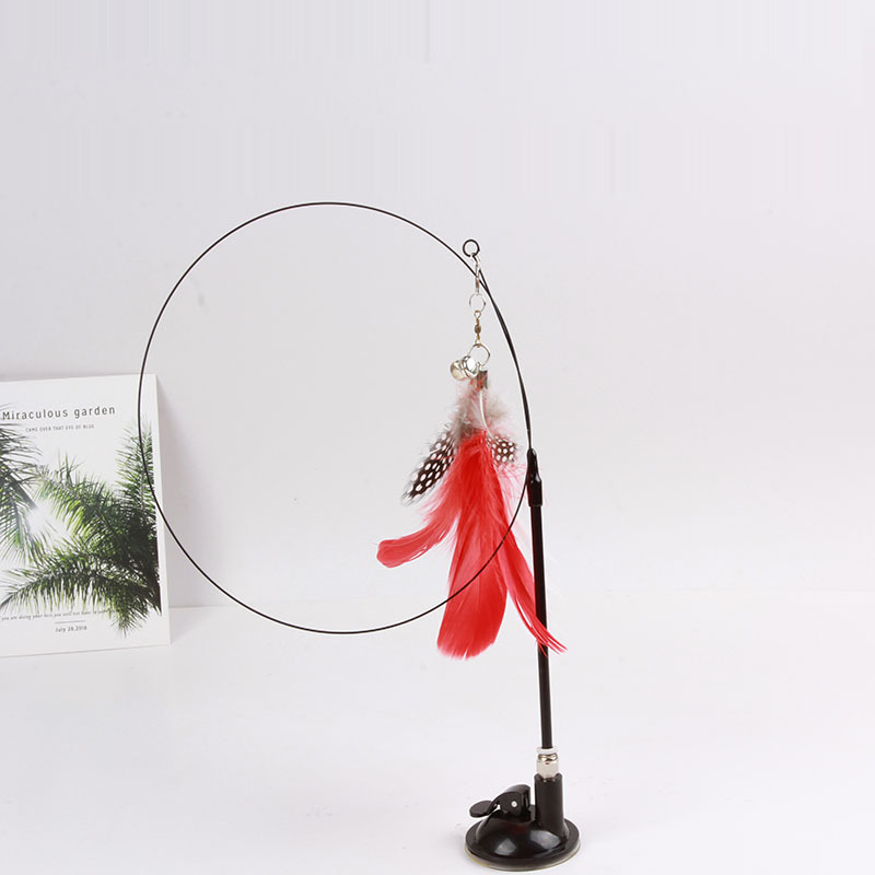 Nuevo auto-Hola lechón divertido gato palo campana pluma gato divertido varilla gato hecho a mano juguete lechón alambre de acero divertido gato palo venta al por mayor