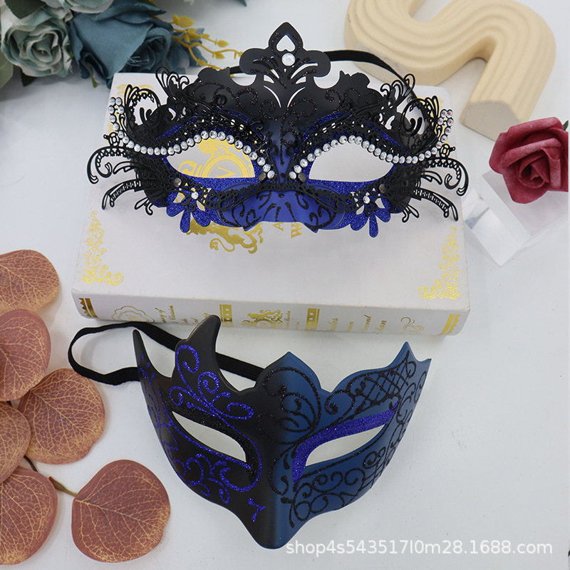 Máscaras de media cara pintadas con diseño de cola de fénix con incrustaciones de diamantes de Amazon Iron Art para hombres y mujeres, máscaras de disfraces para fiestas de Halloween.