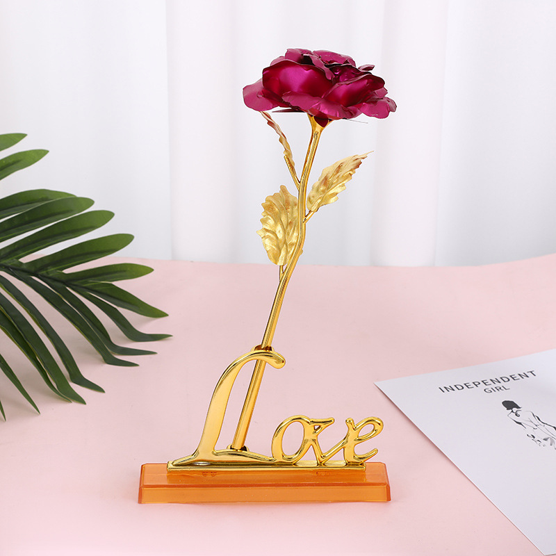 Rosa Dorada Artificial, Regalo para el Día de San Valentín o Qixi, Caja con Diseño de Cielo Estrellado, Adornos Creativos para Puestos Navideños