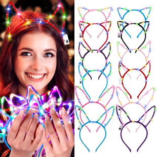 Cross-border hot selling luminous Mickey ears rabbit ears cat ears crown headdress hairband night market stall supply wholesale