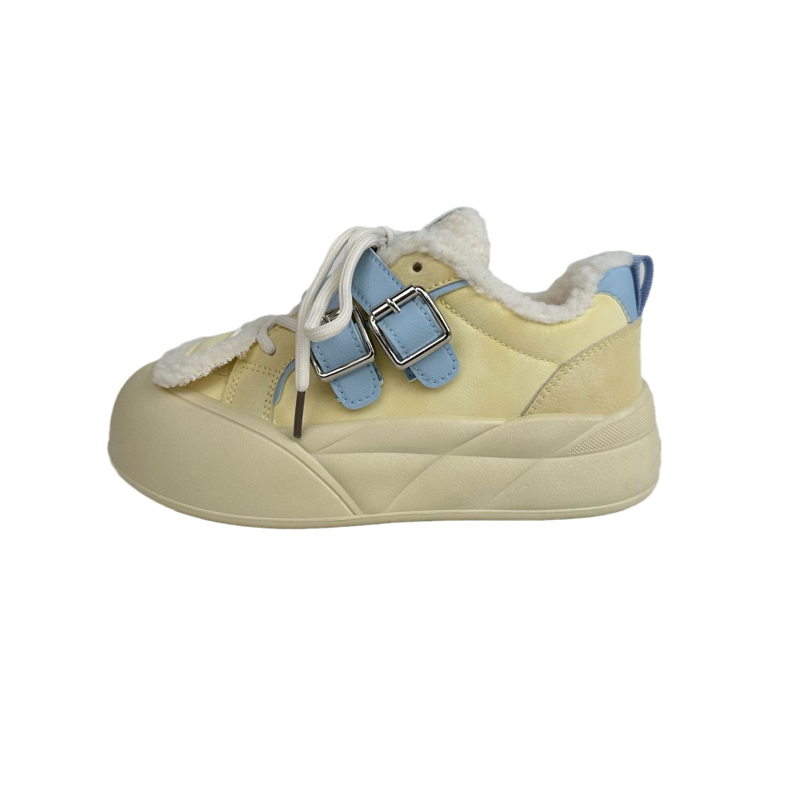Zapatos de algodón de terciopelo de fondo grueso, zapatos blancos calientes de invierno de baja altura, 2024 versátiles, zapatos de skate casuales de nicho