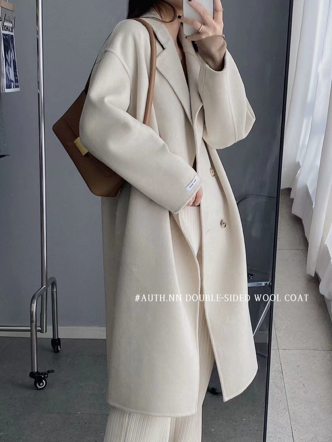 Double-Sided Cashmere Wool Coat, Korean Style Women's Jacket, Autumn, Reversible, S–M