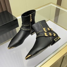 25欧美大牌新款德国法国美国中东俄罗斯时尚朋克风金属皮带扣短靴