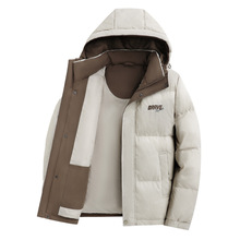 品牌剪标男装新款男士冬季连帽字母刺绣加厚保暖休闲羽绒服Y4Y136