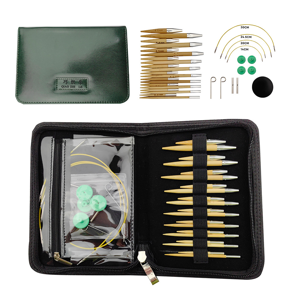 Nuevas herramientas de tejido transfronterizas desmontables aguja de bambú 5 + 8 aguja de manga un conjunto de 10 paquetes de PU