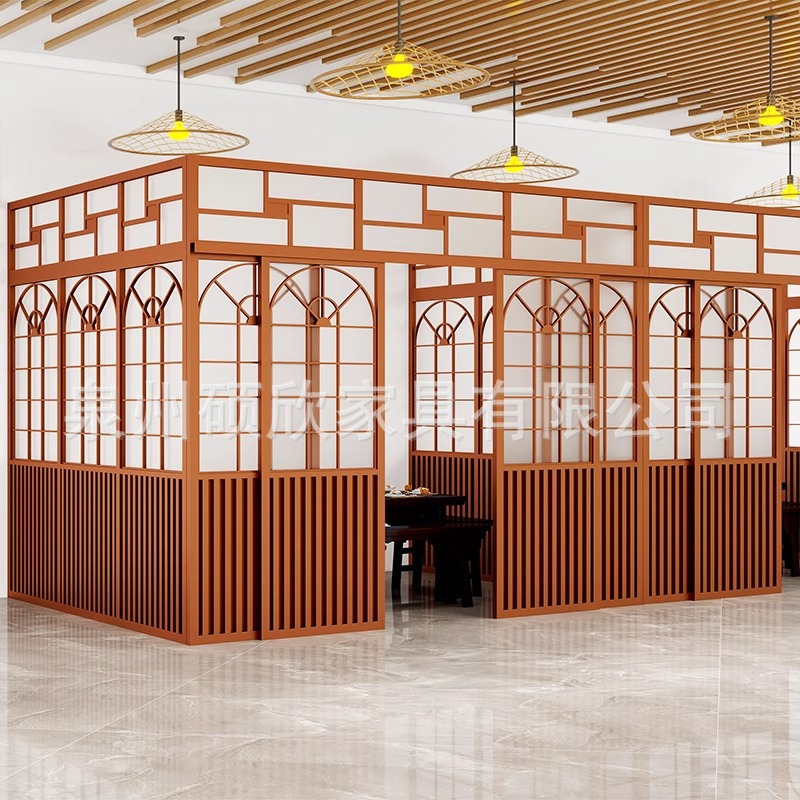 New Chinese Hotel Room Partition, sliding door, restaurant screen, tea house, hot pot hall, box grille fence