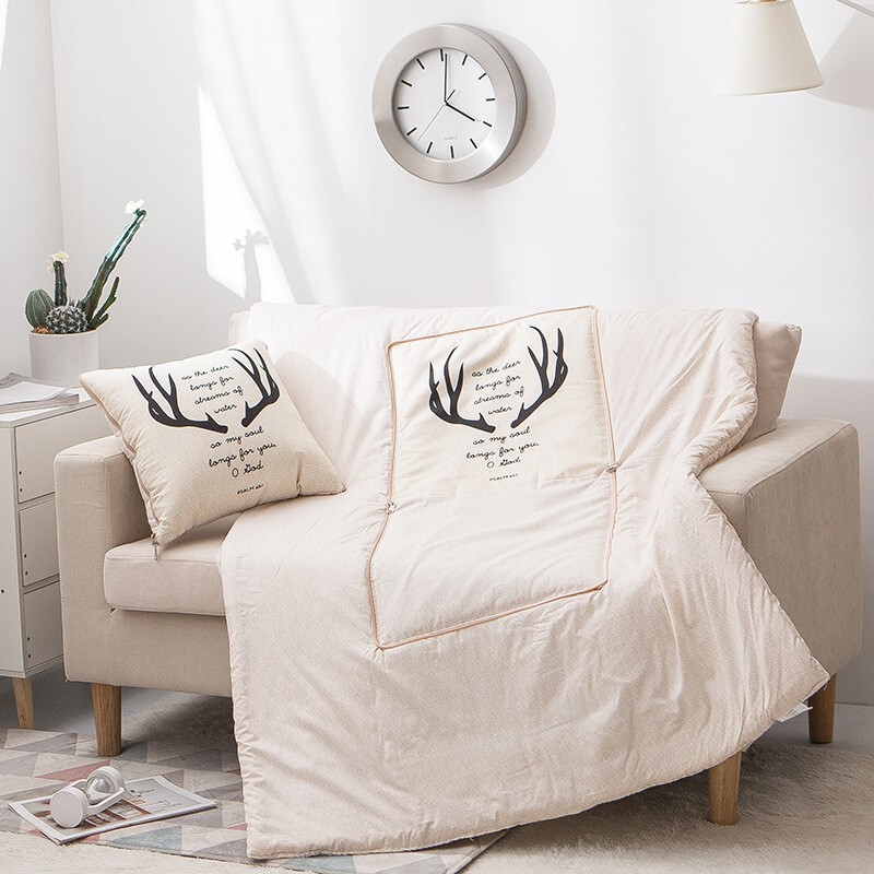 Nordic Multifunctional Pillow Quilt Dual-purpose Car Sofa Cushion Office Lunch Break Air Conditioning Quilt to Print Pillow