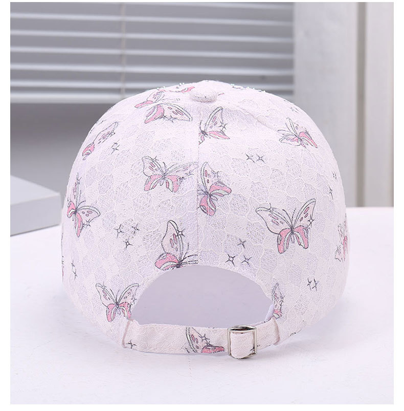 Fashion Women's Lace Mesh Baseball Cap With Rhinestone Butterfly_voghion.com