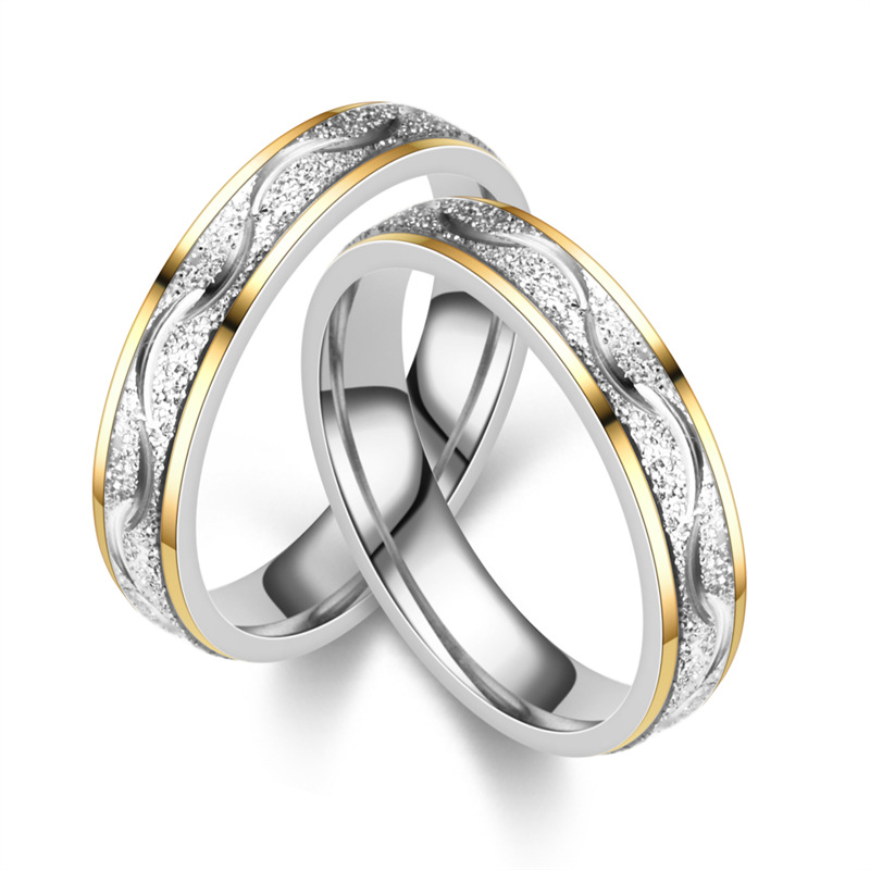 Anillo Doble para Parejas de Acero de Titanio, Resistente a la Decoloración