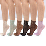 跨境批发网眼镂空星星点点短网袜提花渔网袜短袜性感黑色丝袜子