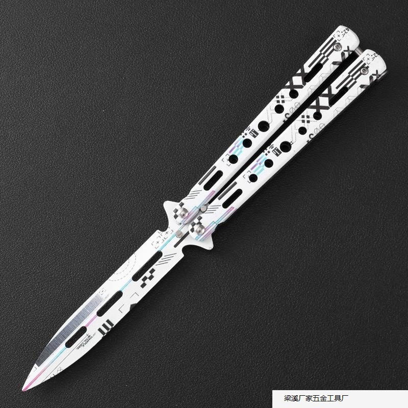 蝴蝶刀不开刃csgo周边折叠刀练习甩手花式玩具梳子新手全钢训练刀