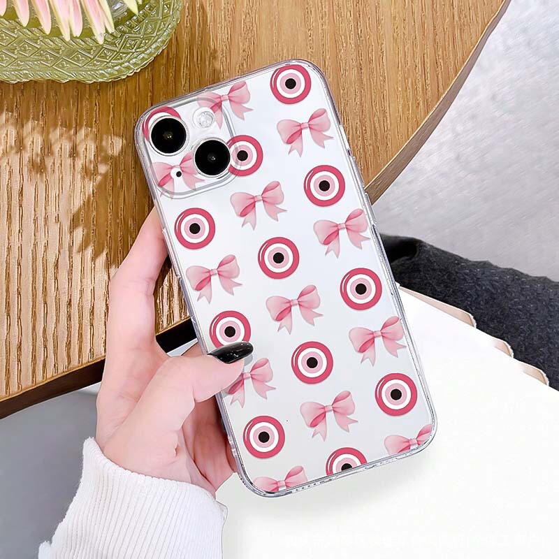 Bowknot Evil Eye iPhone13 Phone Case Apple 12/11 Transparent 14promax Silicone 15 Soft Case 8