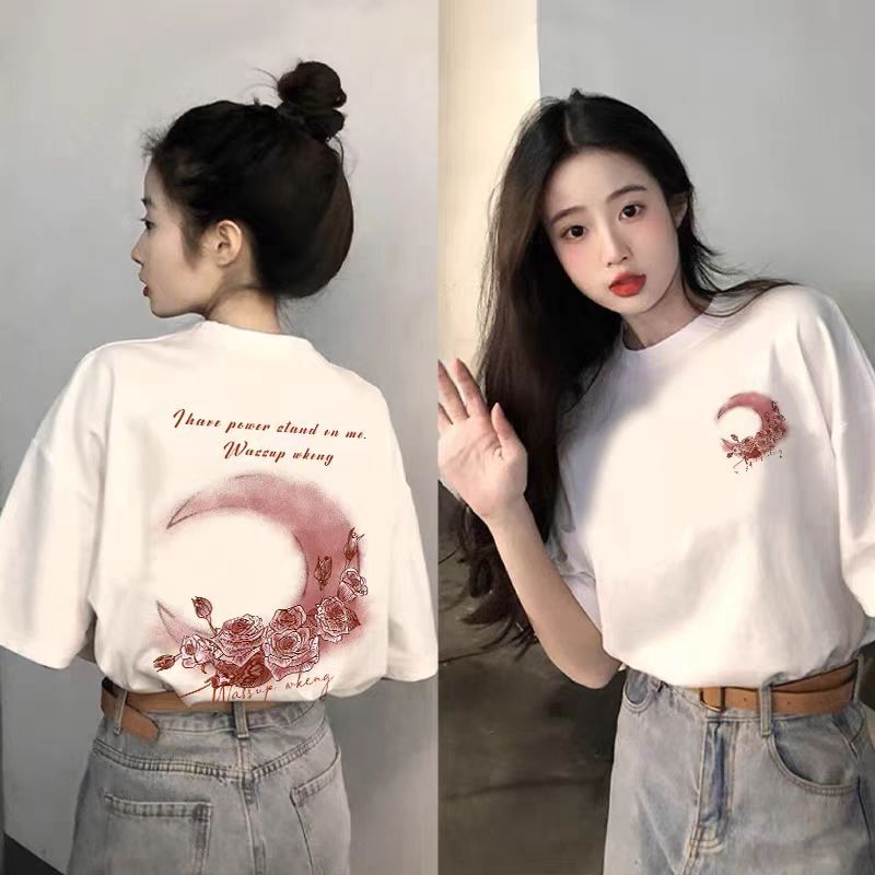 White Cotton Short-sleeved T-shirt Women's 2025 New Explosions Summer Loose plus size chubby girl T-shirt Niche Top