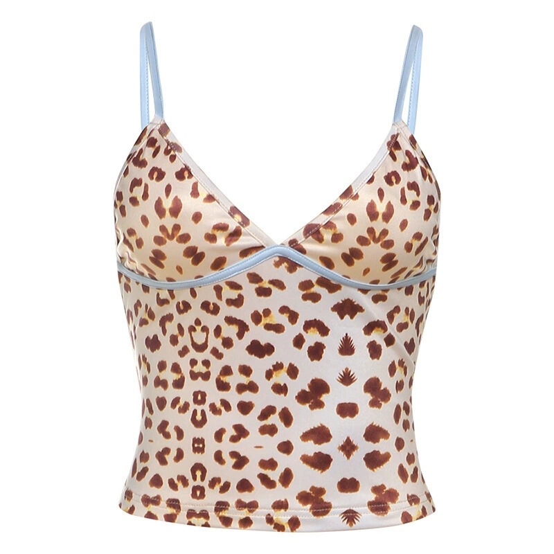 Sexy Slim Fashion Western Camisole Women's Top with Leopard Print Trendy Versatile Hot Girl Slim Pure Desire Style