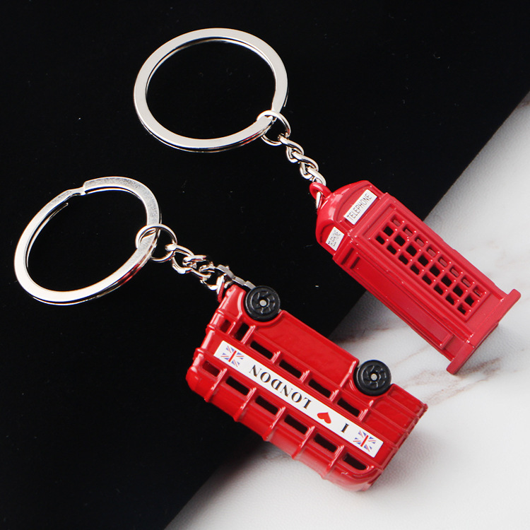London Commemorative Red Bus Post Phone Booth Off-road Vehicle Keychain British Travel Commemorative Small Gift