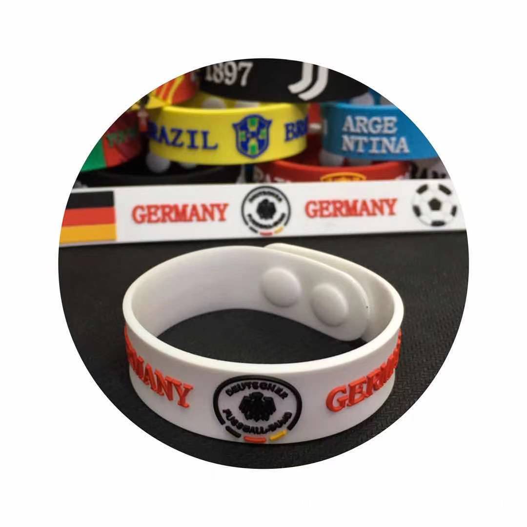 Pulseras de PVC con el Emblema de la Copa Mundial de Francia, España, Portugal, Bélgica y Países Bajos, Pulseras de Goma Suave para Aficionados