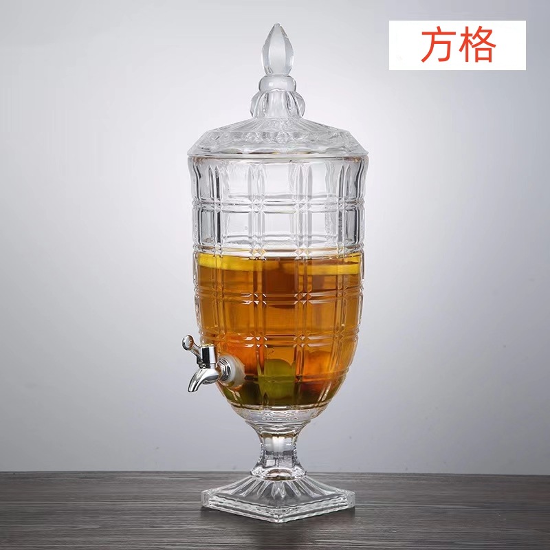 Jarra de jugo con relieve de estilo europeo, con boquilla y tapa, cristal grueso, gran capacidad, jarra de agua fría de alta gama