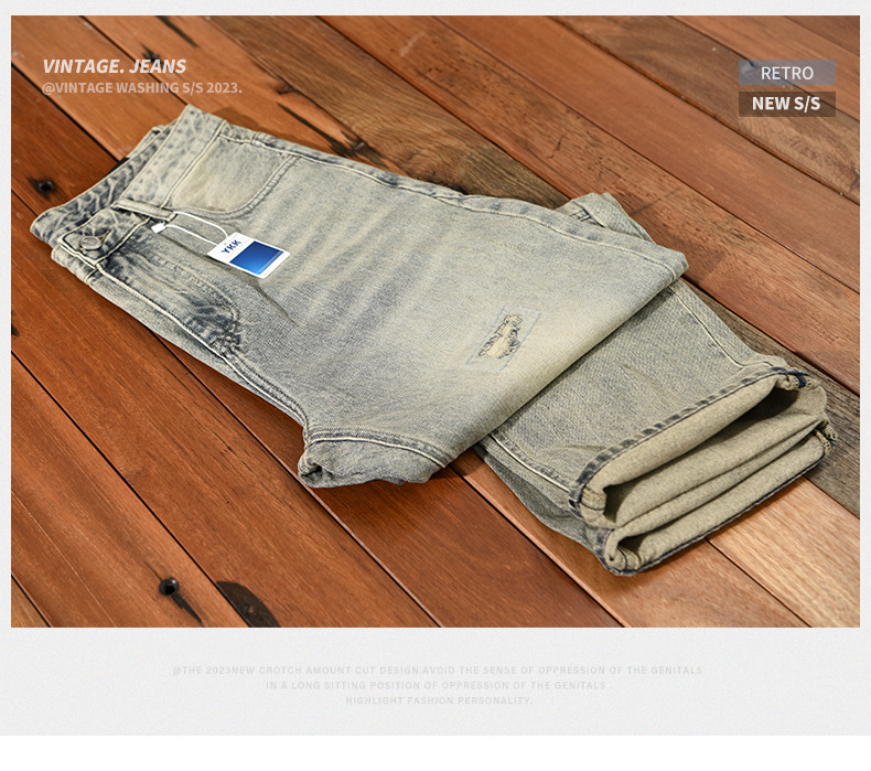 G7101 Herren gewaschene Retro-Distressed-Jeans für den Alltag, einteiliger Haarersatz_voghion.com
