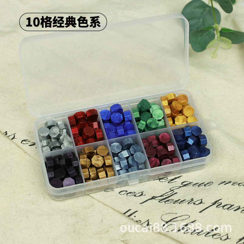 Fuego pintura cera grano traje de color mezclado 24 caja de cuadros de color ocho lados fuego pintura sellado cera fuego pintura sello cera grano fábrica al por mayor