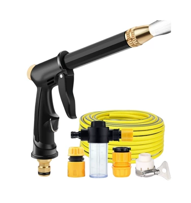 High pressure car wash water gun, Wash Water Gun Hose Garden - black-cannon-water-gun-3-joints-foam-pot-5m-water-pipes