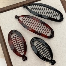 跨境亚马逊插梳波浪发夹马尾夹盘发器鱼夹底梳丸子头发叉香蕉夹