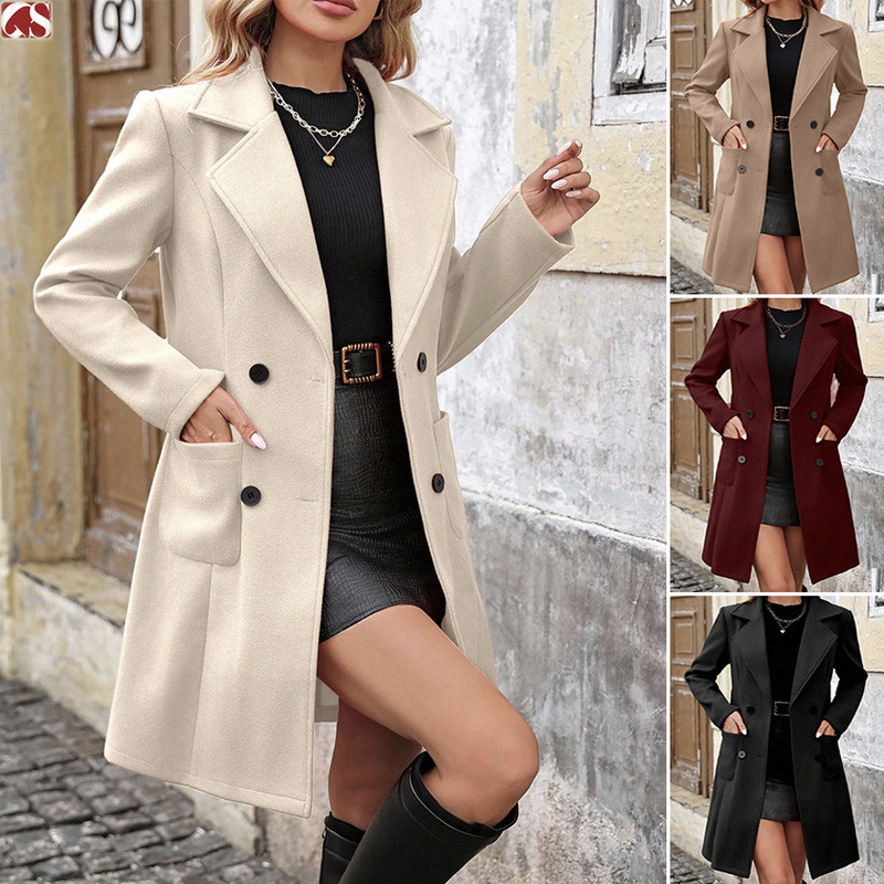 European and American Foreign Trade Cross-Border 2026 Autumn and Winter Tiktok Slim-Fit Elegant Women's Woolen Blazer Coat European and American Foreign Trade Cross-Border 2026 Autumn and Winter Tiktok Slim-Fit Elegant Women's Woolen Blazer Coat