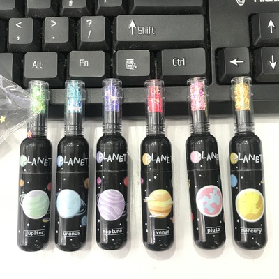 167记号笔迷你星球金粉亮片漂流瓶许愿瓶荧光笔标重点字DIY彩绘笔