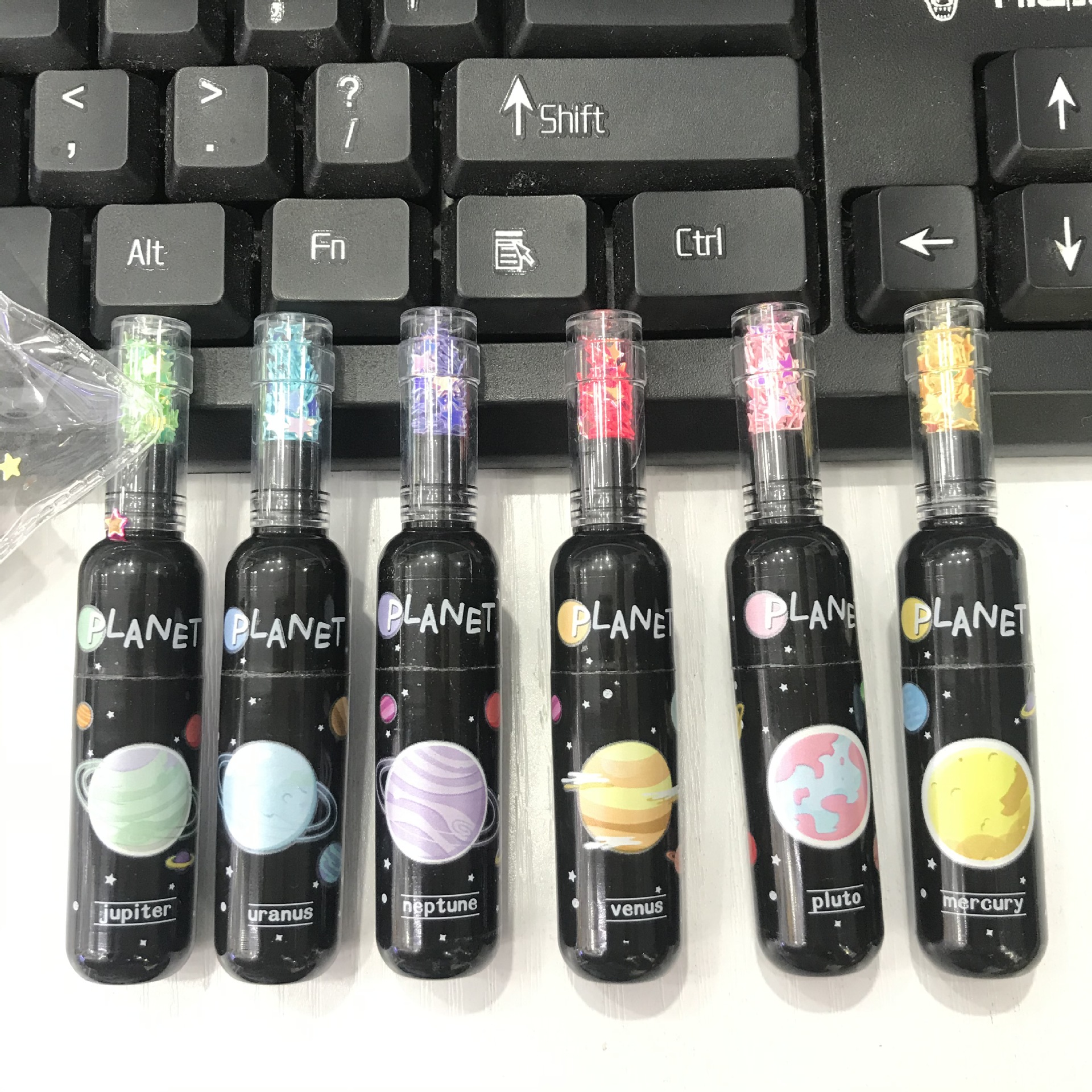167记号笔迷你星球金粉亮片漂流瓶许愿瓶荧光笔标重点字DIY彩绘笔